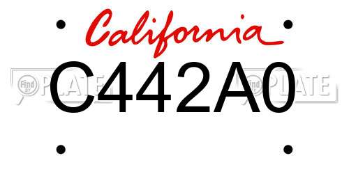 C442A0 California License Plate