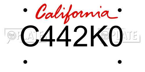 C442K0 California License Plate