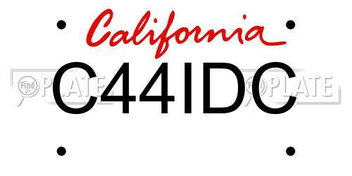 C44IDC California License Plate