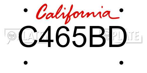 C465BD California License Plate