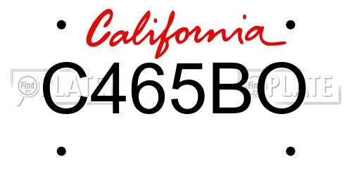 C465BO California License Plate