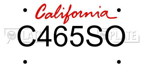 C465SO California License Plate