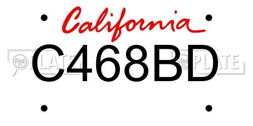 C468BD California License Plate