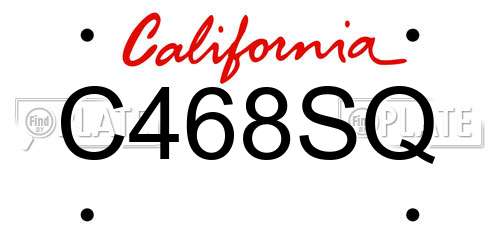 C468SQ California License Plate