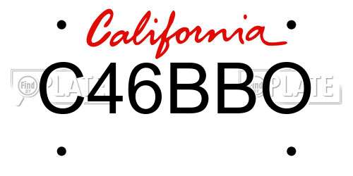 C46BBO California License Plate
