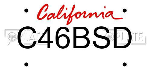 C46BSD California License Plate