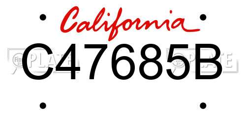 C47685B California License Plate