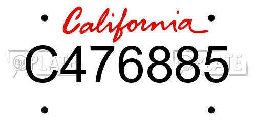 C476885 California License Plate