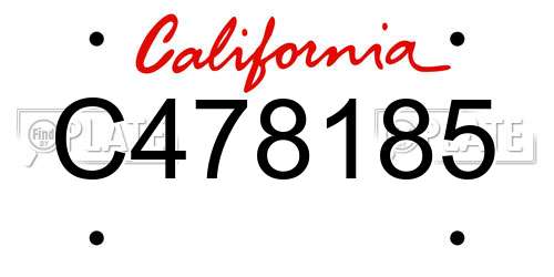 C478185 California License Plate