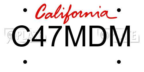 C47MDM California License Plate