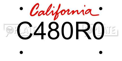 C480R0 California License Plate
