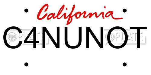 C4NUNOT California License Plate