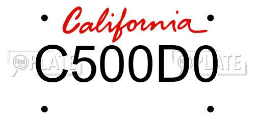 C500D0 California License Plate