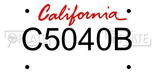 C5040B California License Plate