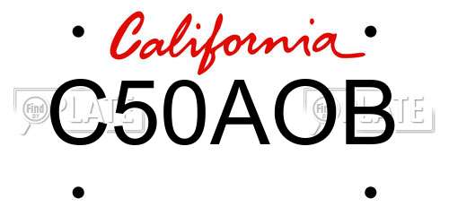 C50AOB California License Plate