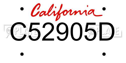 C52905D California License Plate
