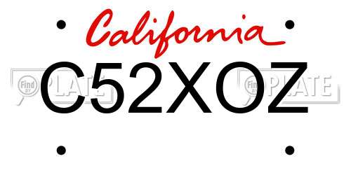 C52XOZ California License Plate
