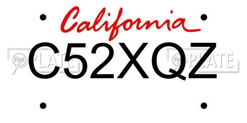 C52XQZ California License Plate