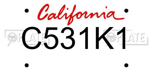 C531K1 California License Plate
