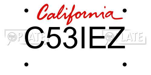 C53IEZ California License Plate