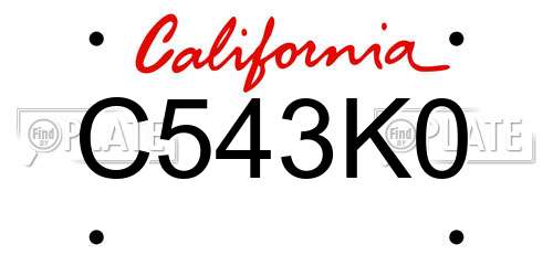 C543K0 California License Plate