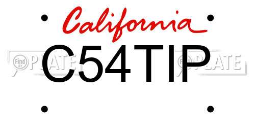 C54TIP California License Plate