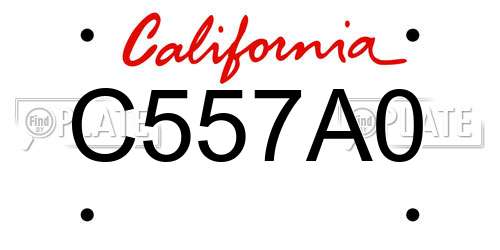 C557A0 California License Plate
