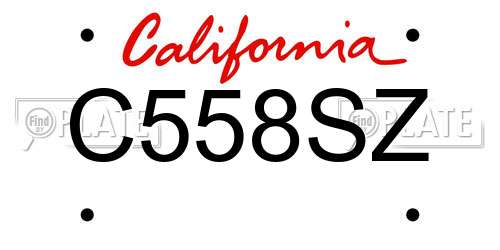 C558SZ California License Plate