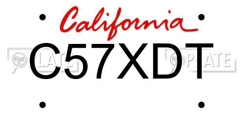C57XDT California License Plate