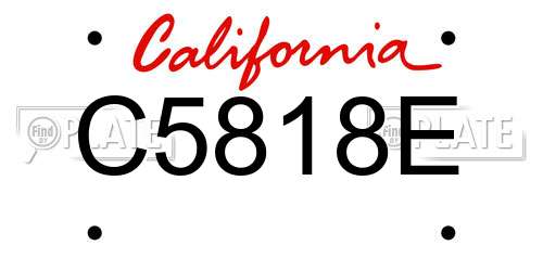 C5818E California License Plate