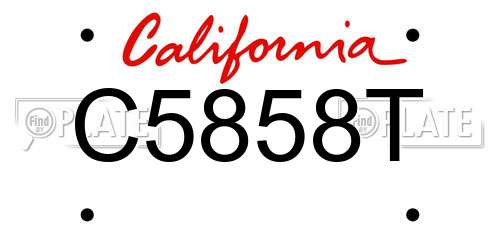 C5858T California License Plate