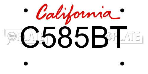 C585BT California License Plate