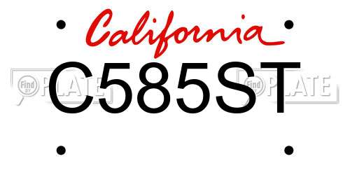 C585ST California License Plate