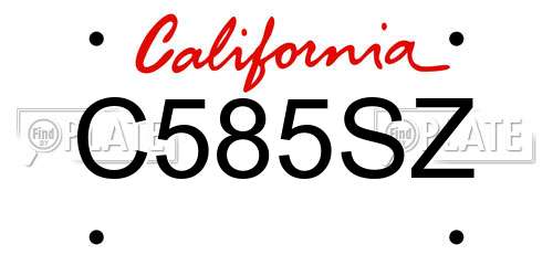 C585SZ California License Plate