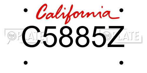 C5885Z California License Plate
