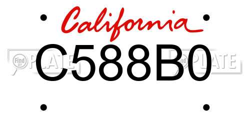 C588B0 California License Plate