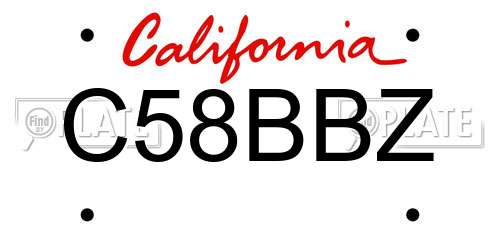C58BBZ California License Plate
