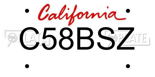 C58BSZ California License Plate