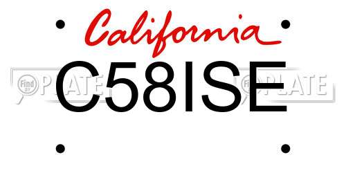 C58ISE California License Plate