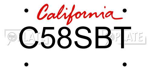 C58SBT California License Plate
