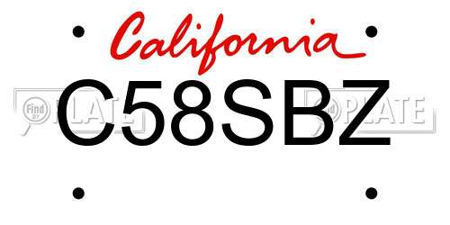 C58SBZ California License Plate