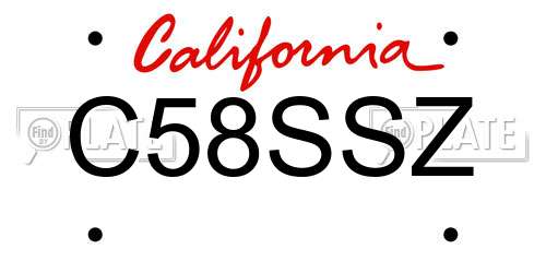 C58SSZ California License Plate