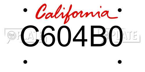 C604B0 California License Plate