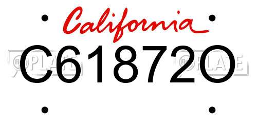 C61872O California License Plate