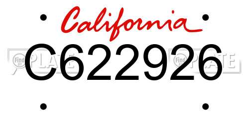 C622926 California License Plate
