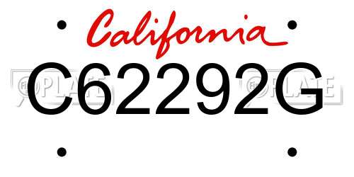 C62292G California License Plate