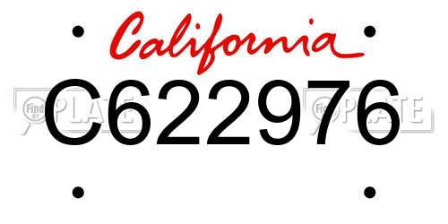 C622976 California License Plate