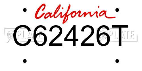 C62426T California License Plate