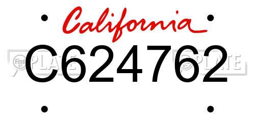 C624762 California License Plate
