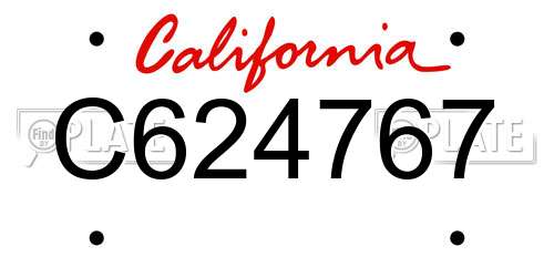 C624767 California License Plate